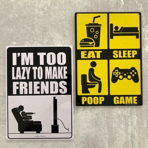 Gamer Graphic Tin Signs Decor 2 pc Bundle for College Dorm, Teen Room, Man Cave - Picture 1 of 4